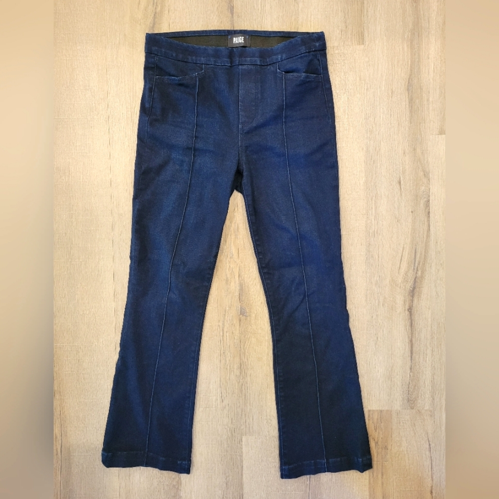 EUC Paige Dark Wash high waisted Flare Jeans with front seam in size 29
